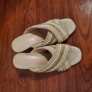Kelly & Katie Tan Mules with Woven Straps